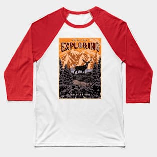 Wild nature with deer illustration Baseball T-Shirt